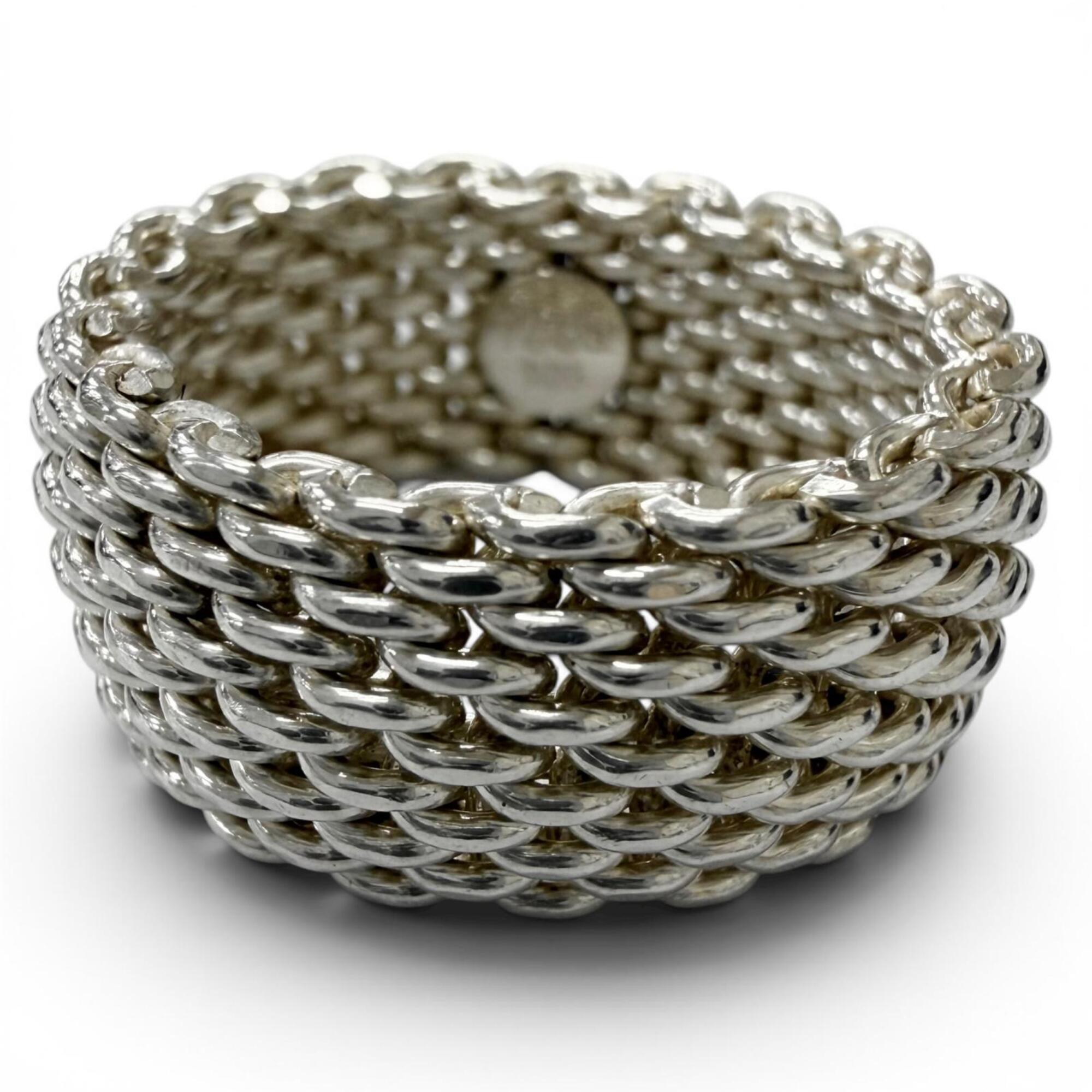 Tiffany&Co. Tiffany Somerset Sv925 Mesh Ring, Silver, Weight 8.7g, Men's